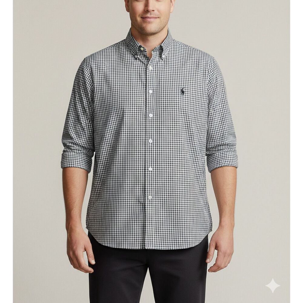 Polo Ralph Lauren Gingham Black White Check Long Sleeve Preppy Classic Sz 4XLT